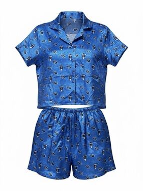 VTG Tennessee Titans Pajama Set XL Blue NFL Sleepwear Top Shorts Lounge Set